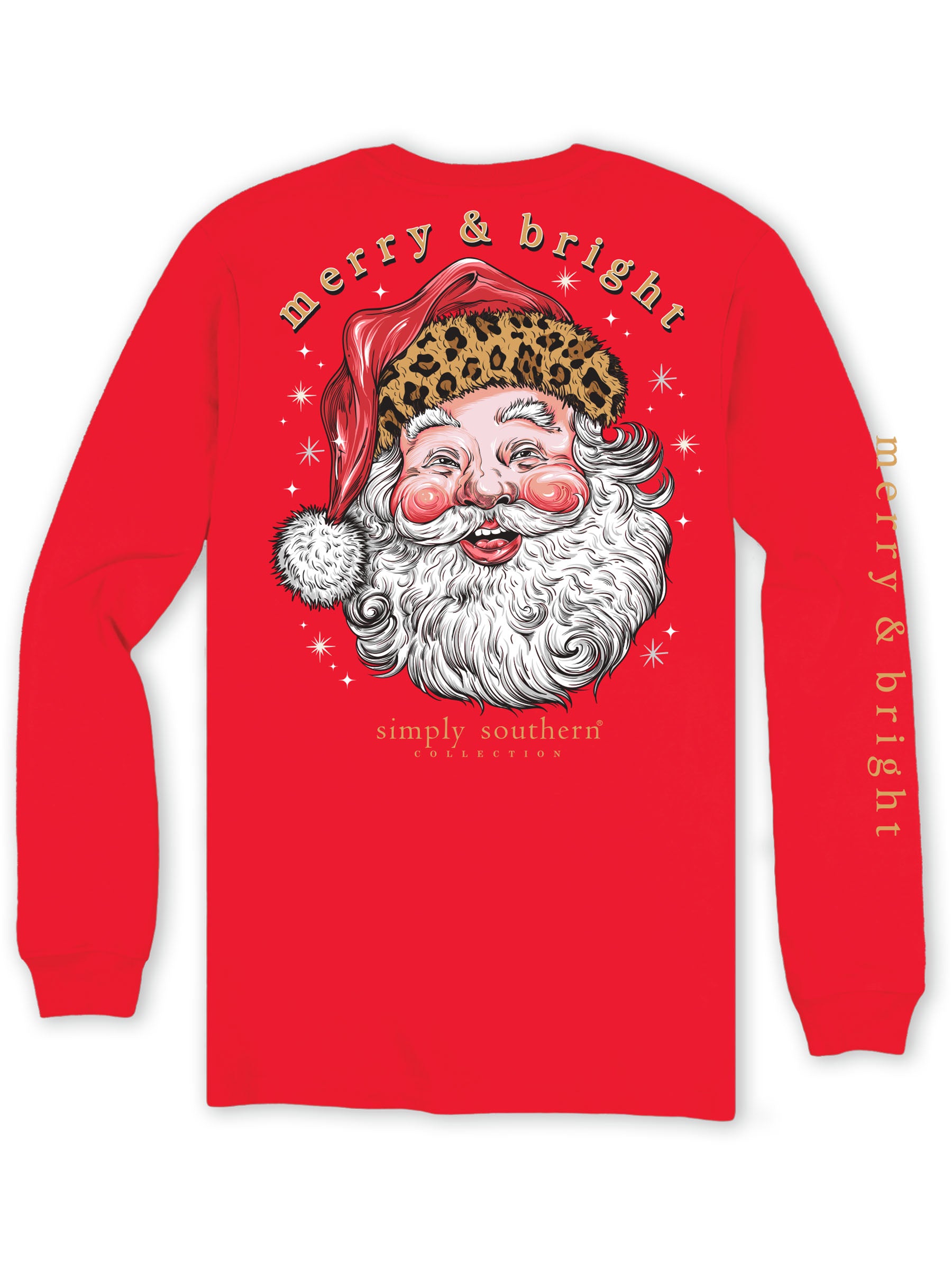 Simply Southern Leopard Santa Holiday Long Sleeve T-Shirt