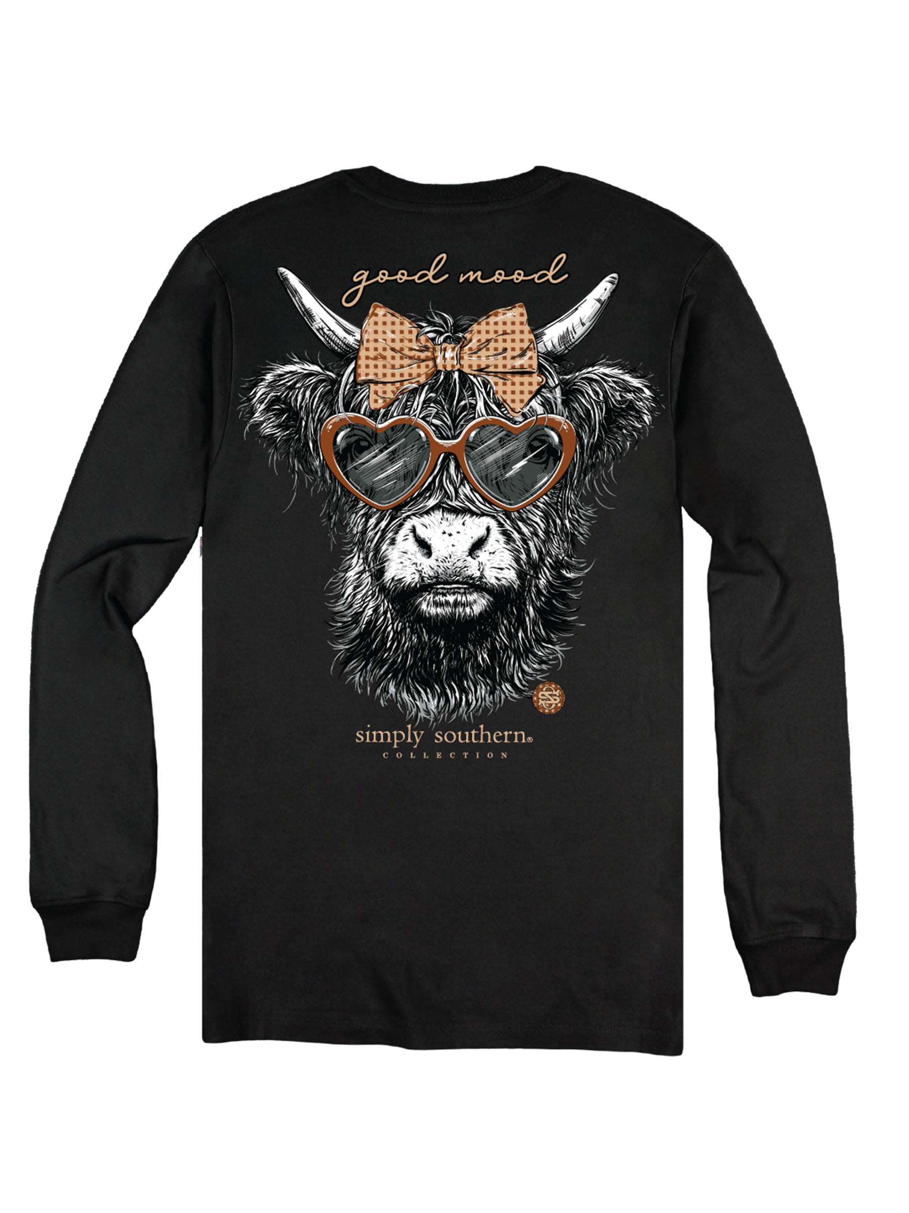Simply Southern Good Mood Highland Cow Long Sleeve T-Shirt