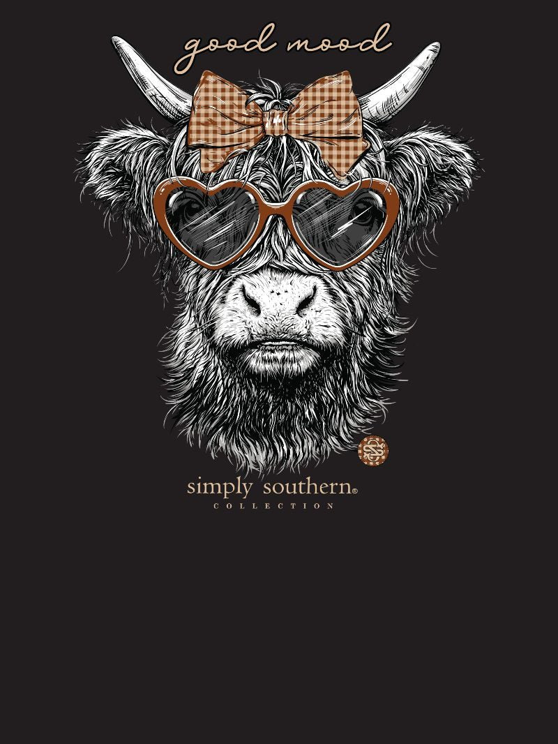 Simply Southern Good Mood Highland Cow Long Sleeve T-Shirt