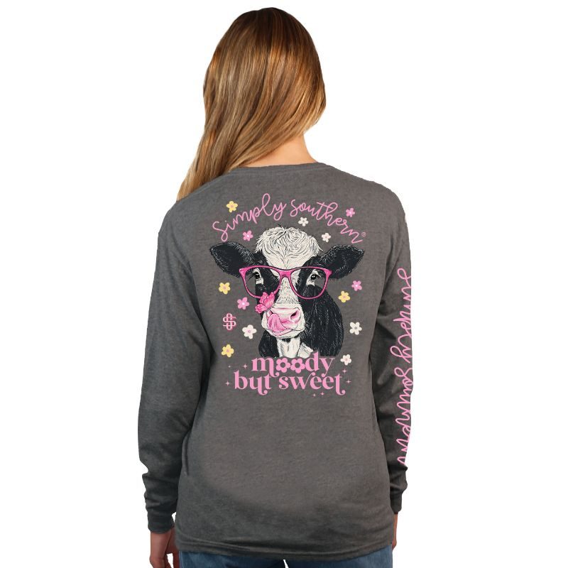 Simply Southern Moody But Sweet Cow Long Sleeve T-Shirt - SimplyCuteTees