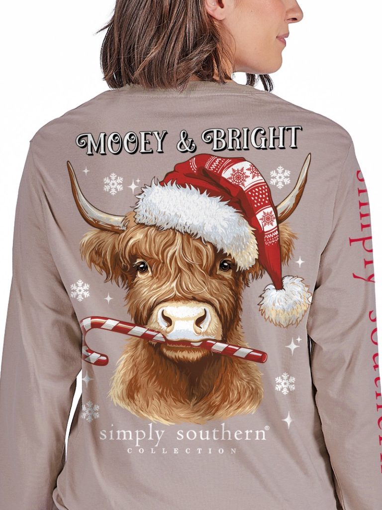 Simply Southern Mooey &amp; Bright Cow Holiday Long Sleeve T-Shirt