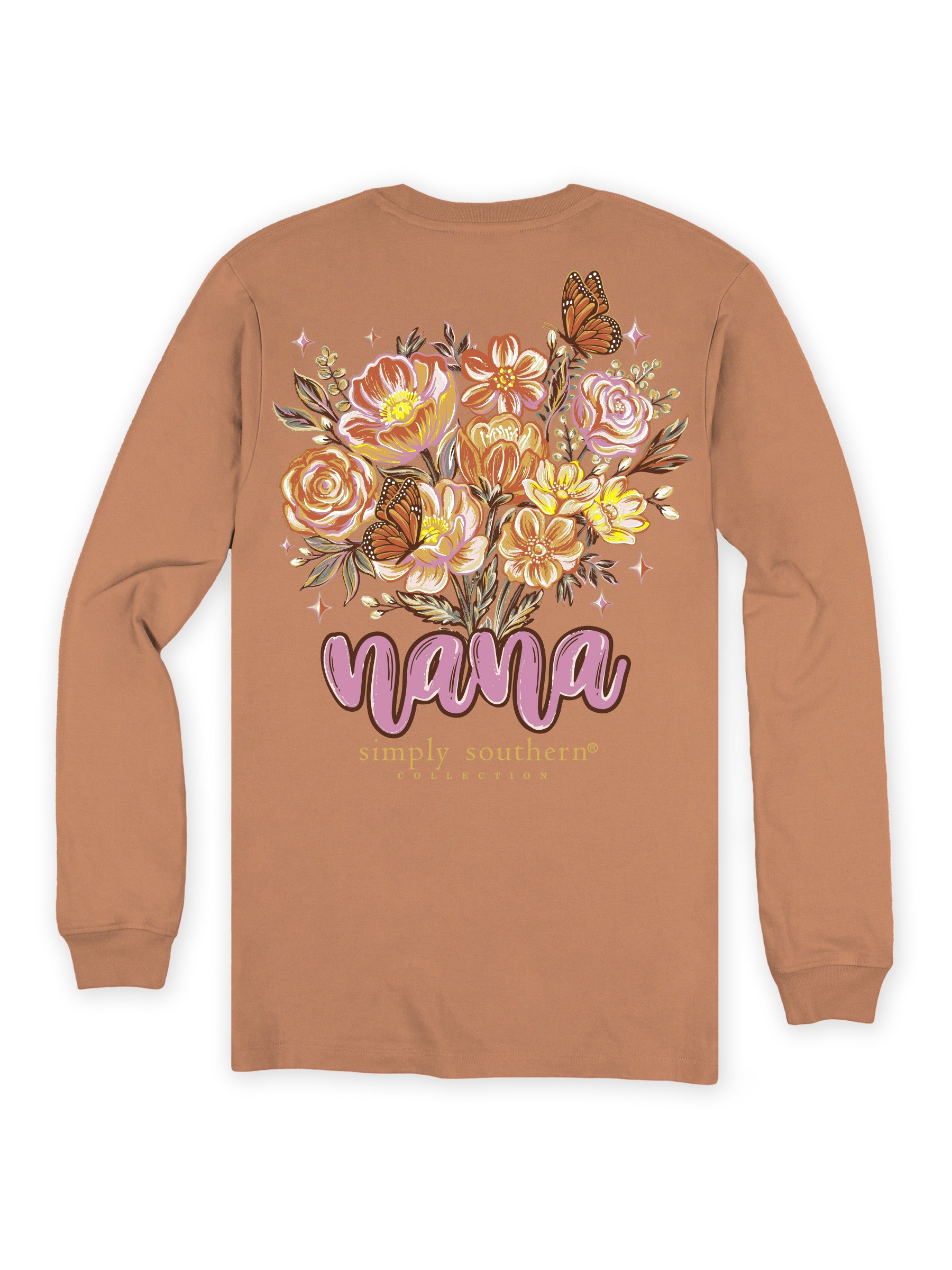 Simply Southern Nana Flowers Chestnut Long Sleeve T-Shirt