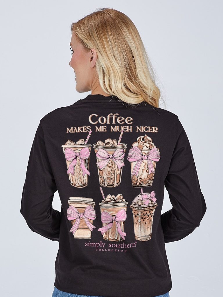 Simply Southern Nicer Coffee Long Sleeve T-Shirt - SimplyCuteTees