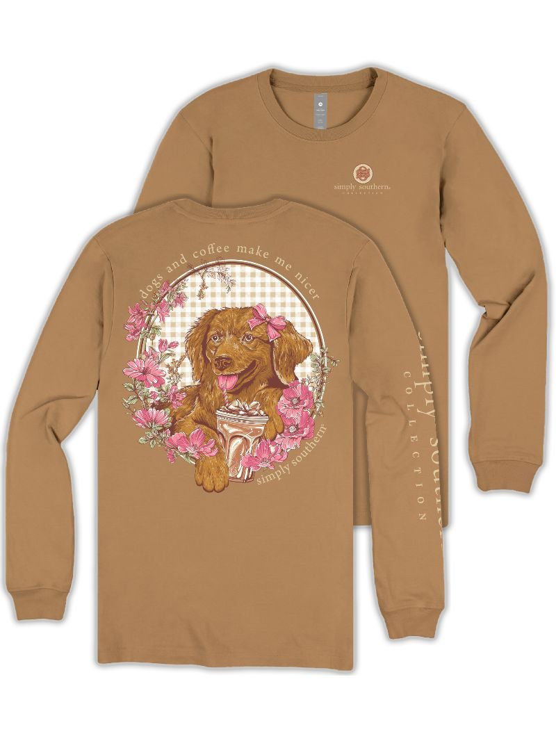 Simply Southern Dogs &amp; Coffee Nicer Long Sleeve T-Shirt