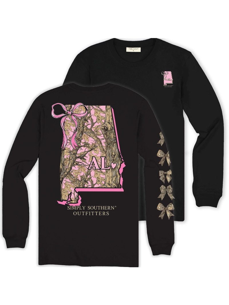 Simply Southern Alabama Camo Bow Long Sleeve T-Shirt