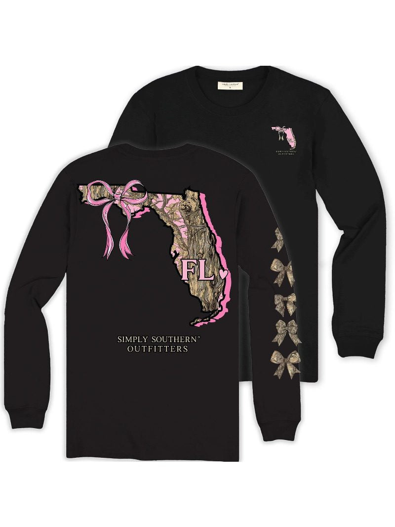 Simply Southern Florida Camo Bow Long Sleeve T-Shirt