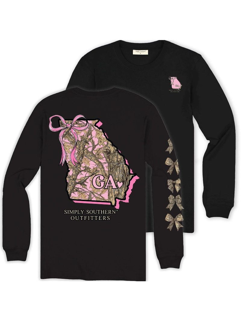 Simply Southern Georgia Camo Bow Long Sleeve T-Shirt