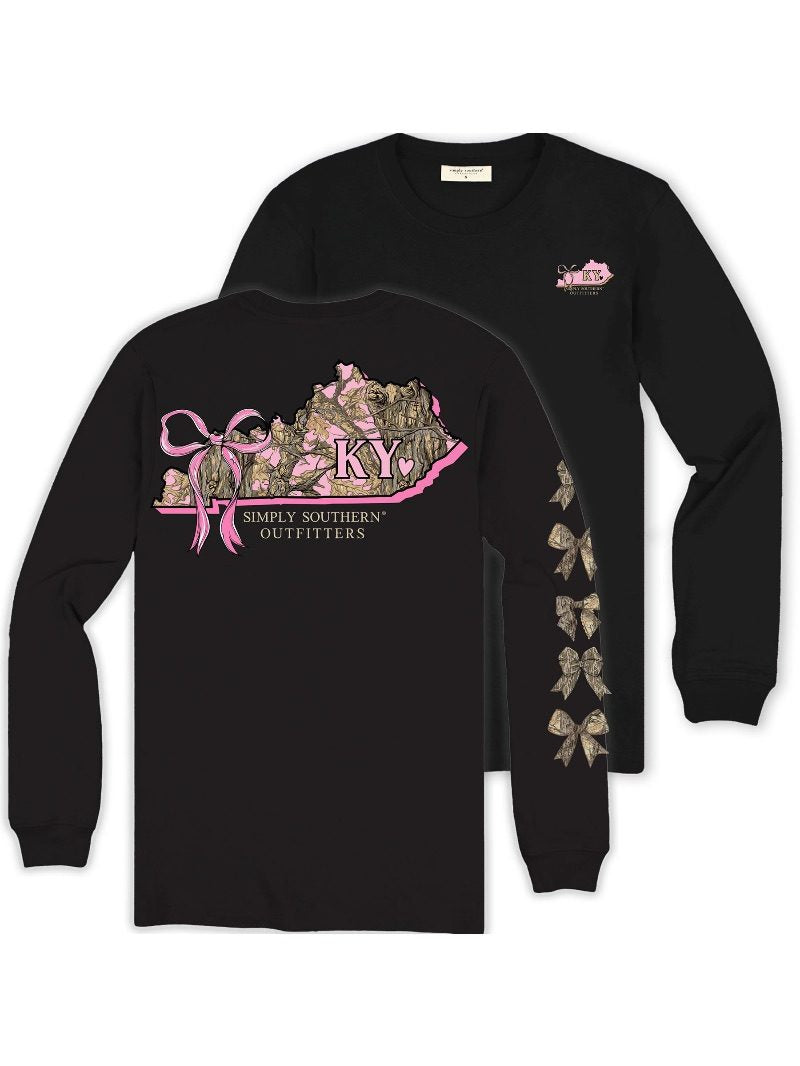Simply Southern Kentucky Camo Bow Long Sleeve T-Shirt