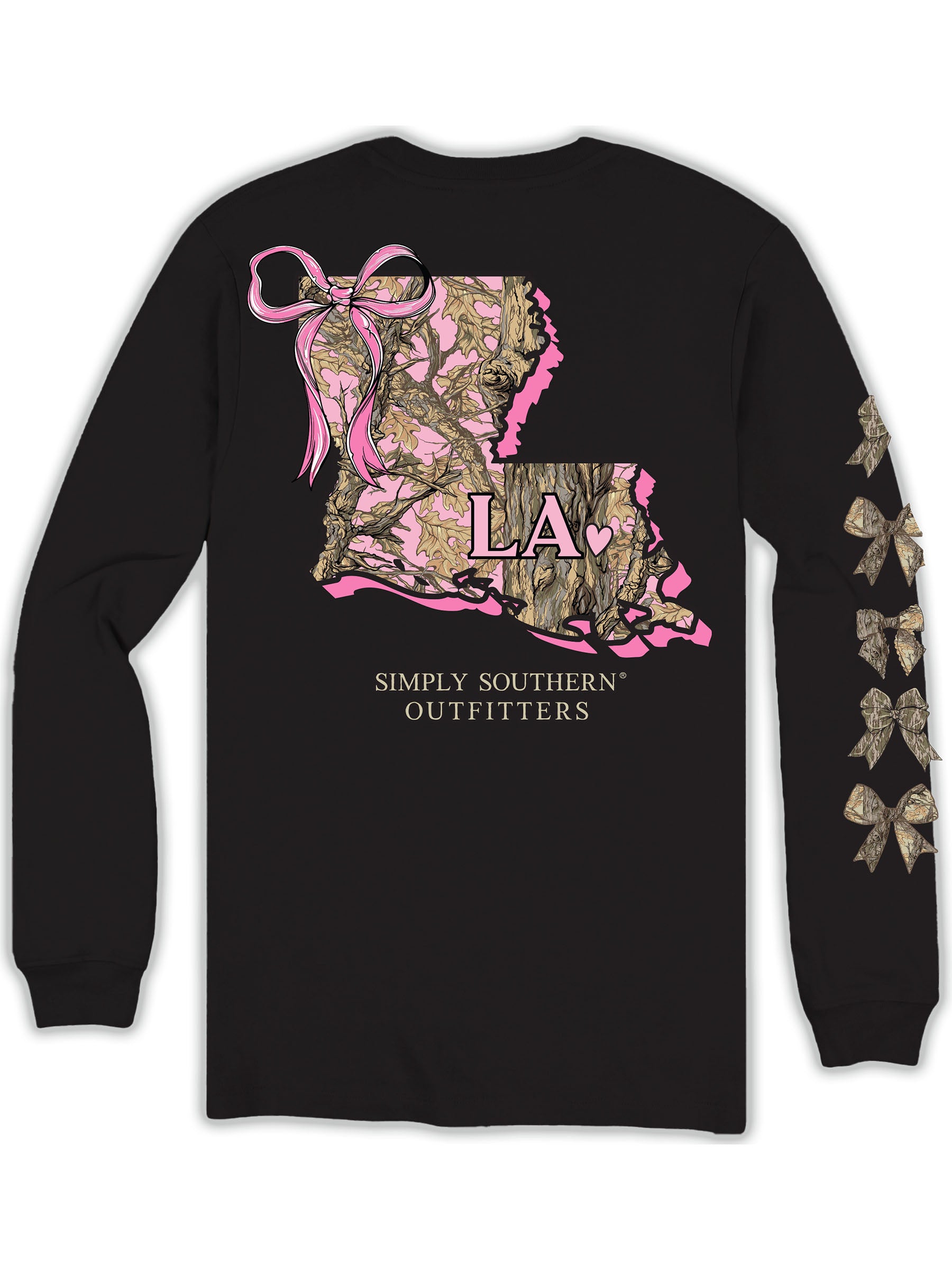 Simply Southern Louisiana Camo Bow Long Sleeve T-Shirt