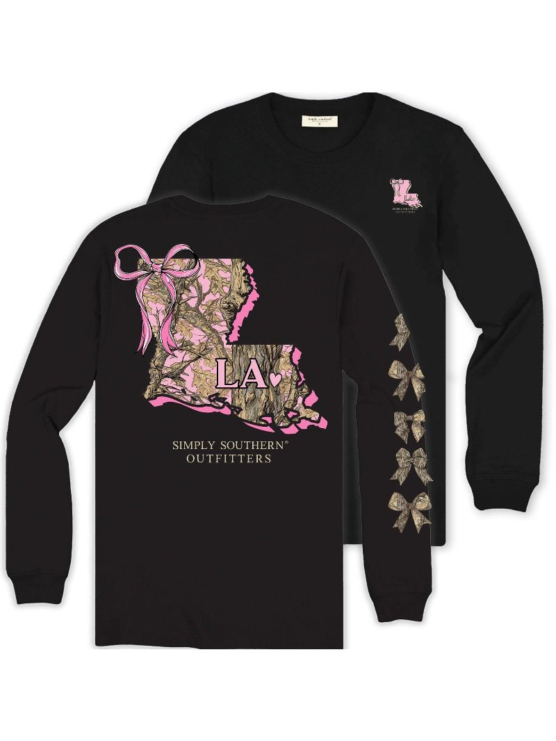 Simply Southern Louisiana Camo Bow Long Sleeve T-Shirt