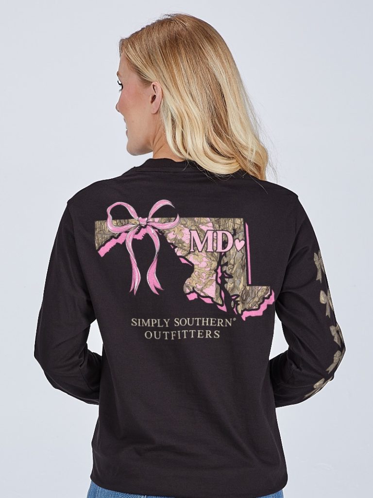 Simply Southern Maryland Camo Bow Long Sleeve T-Shirt - SimplyCuteTees, image size:768x1024
