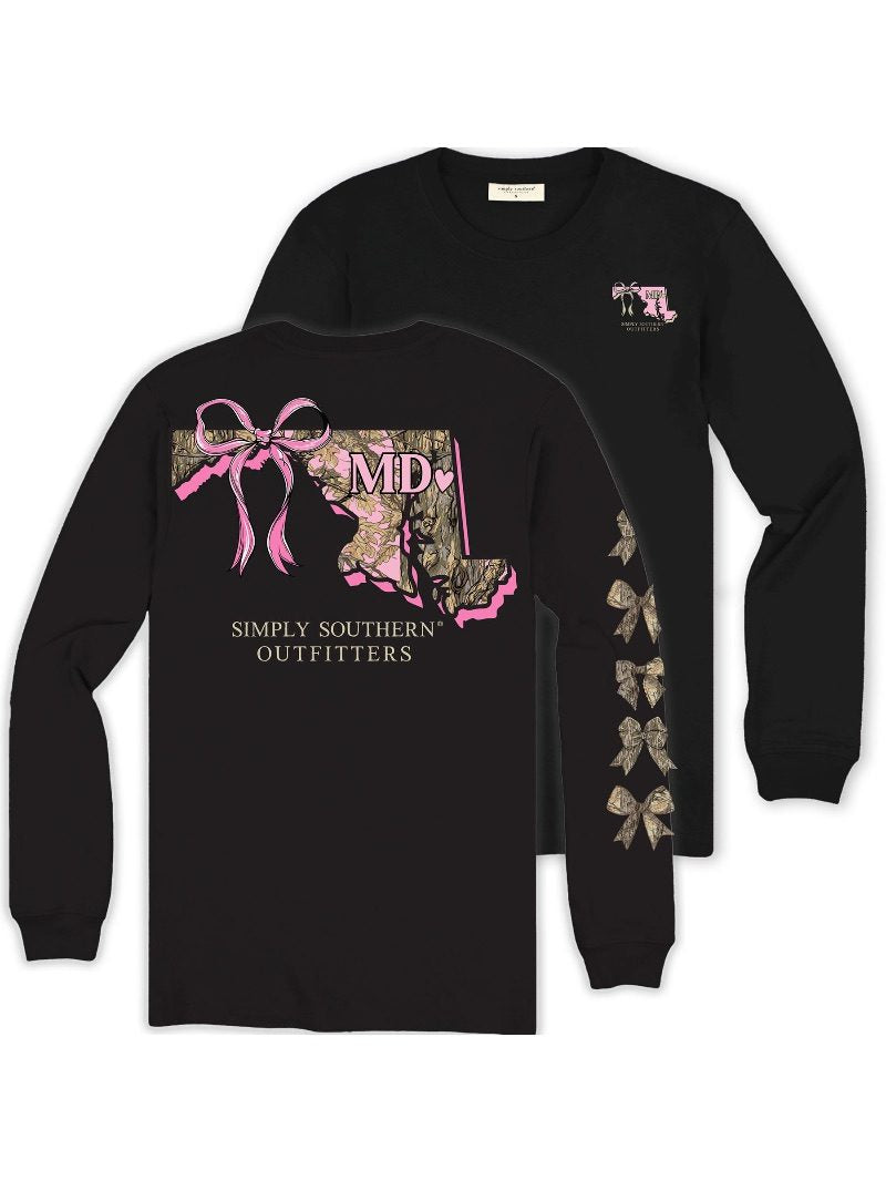 Simply Southern Maryland Camo Bow Long Sleeve T-Shirt
