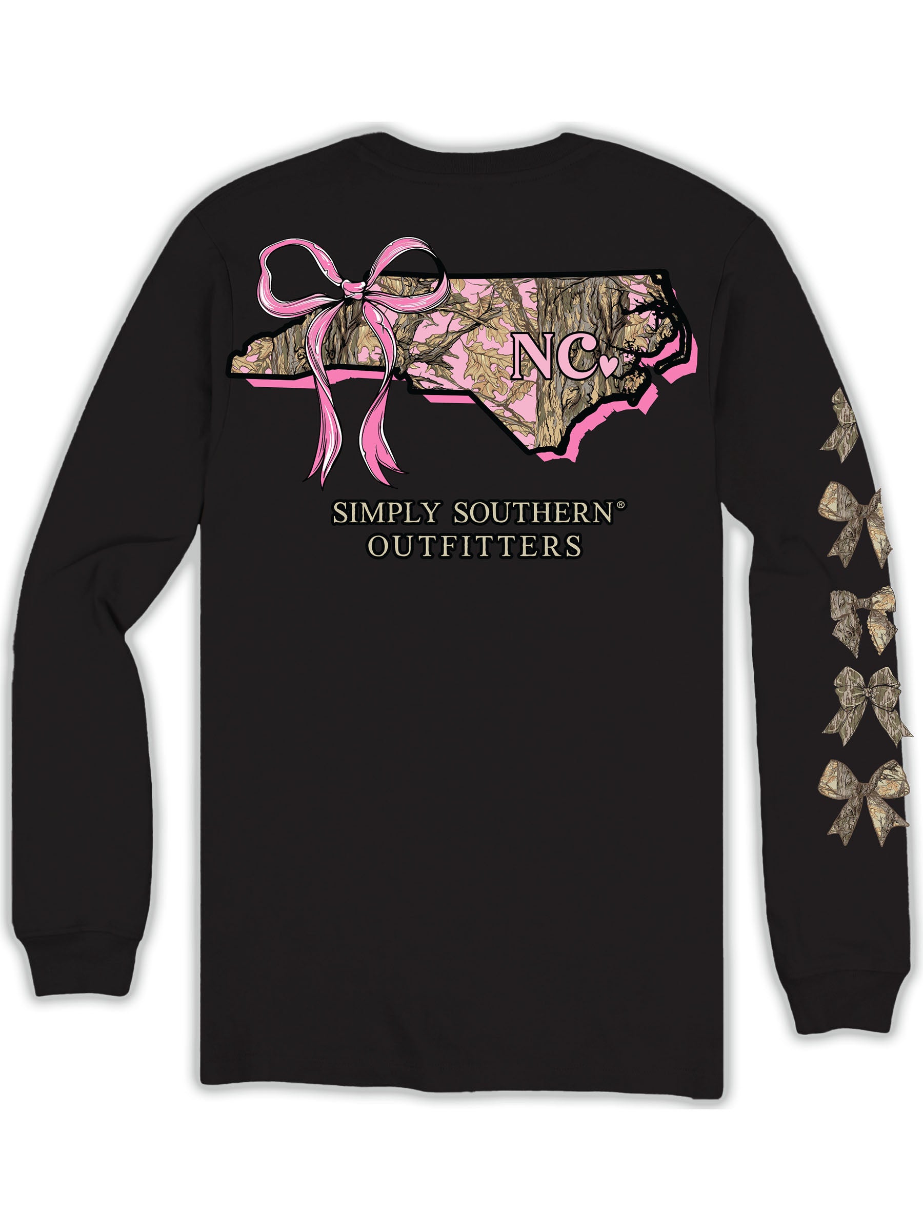Simply Southern North Carolina Camo Bow Long Sleeve T-Shirt
