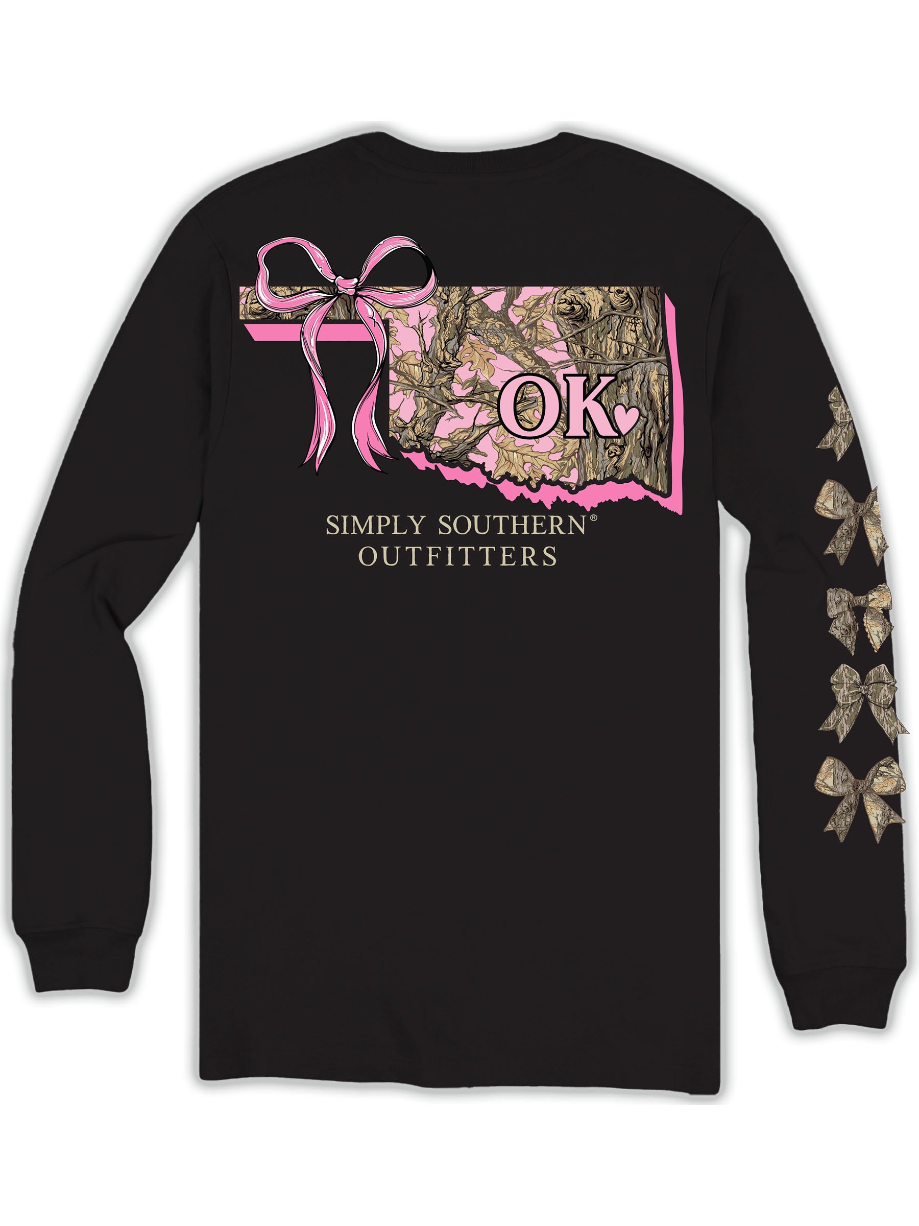 Simply Southern Oklahoma Camo Bow Long Sleeve T-Shirt