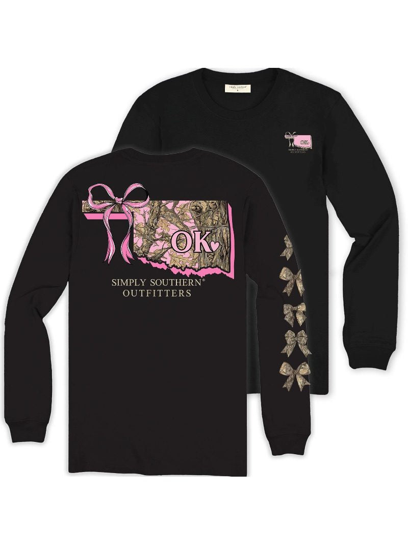 Simply Southern Oklahoma Camo Bow Long Sleeve T-Shirt