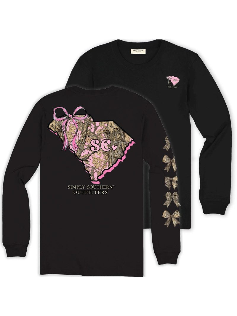 Simply Southern South Carolina Camo Bow Long Sleeve T-Shirt