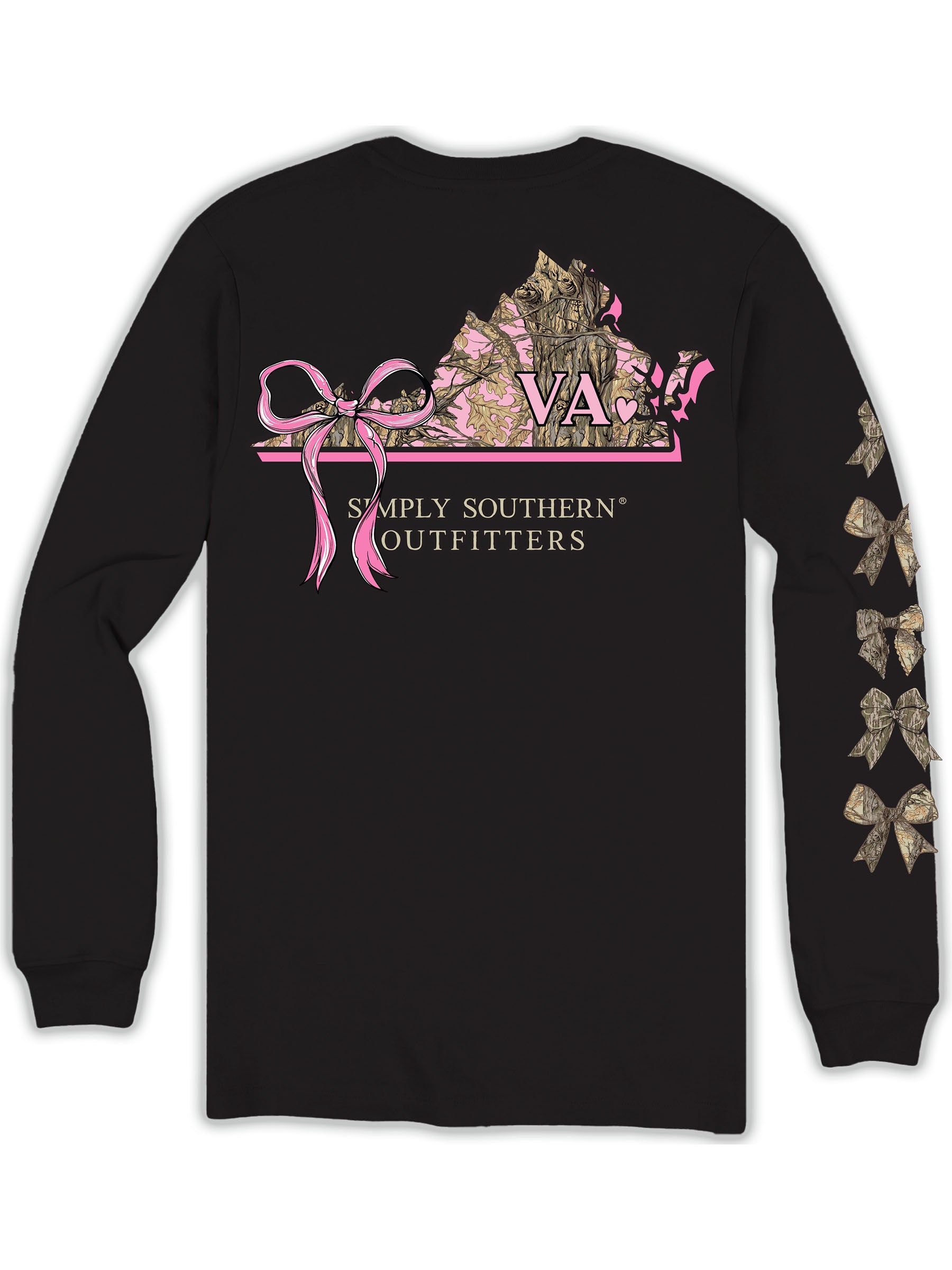 Simply Southern Virginia Camo Bow Long Sleeve T-Shirt