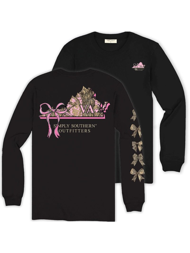 Simply Southern Virginia Camo Bow Long Sleeve T-Shirt