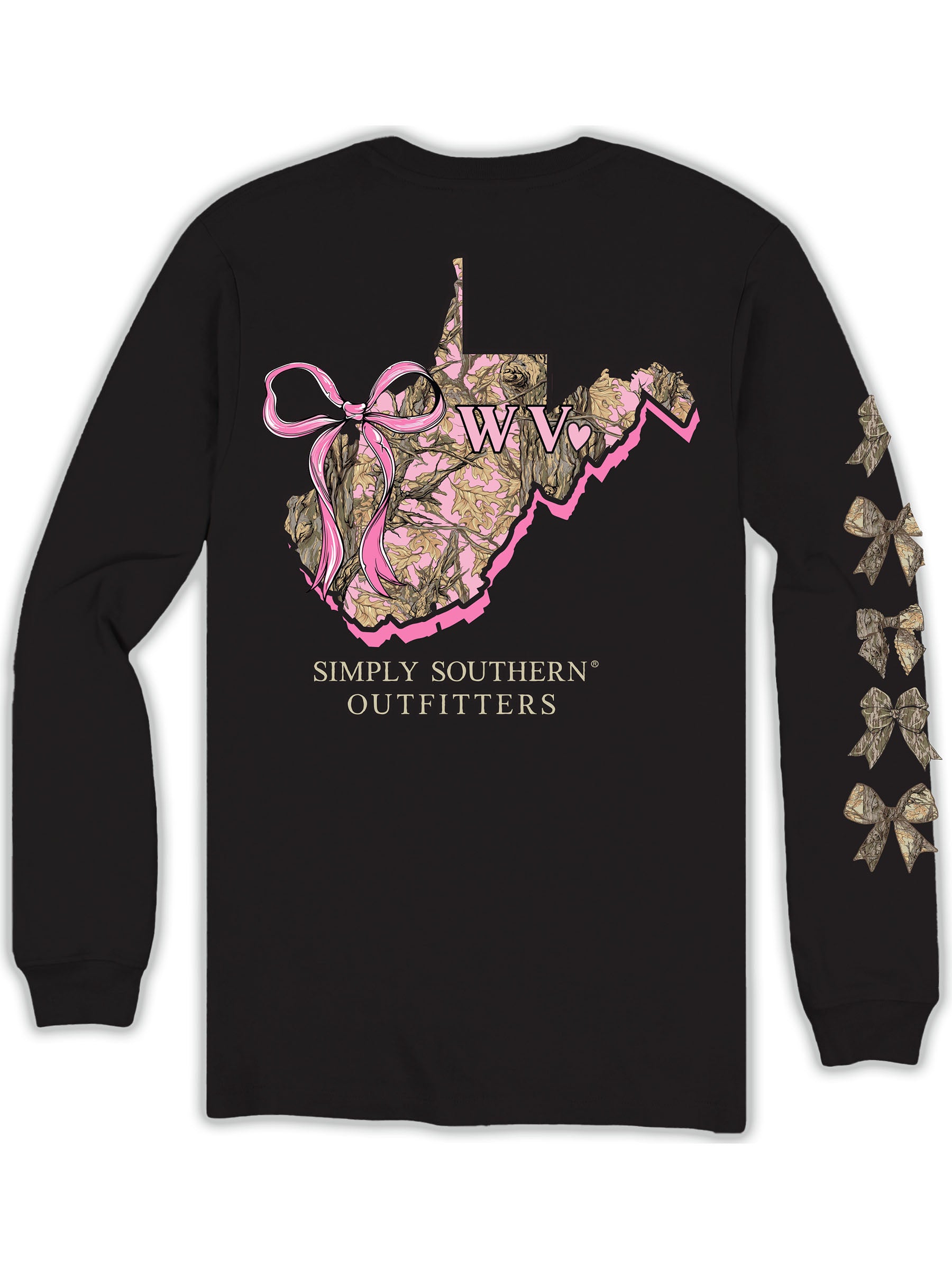 Simply Southern West Virginia Camo Bow Long Sleeve T-Shirt