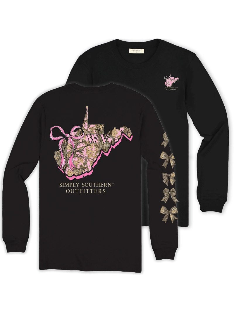 Simply Southern West Virginia Camo Bow Long Sleeve T-Shirt