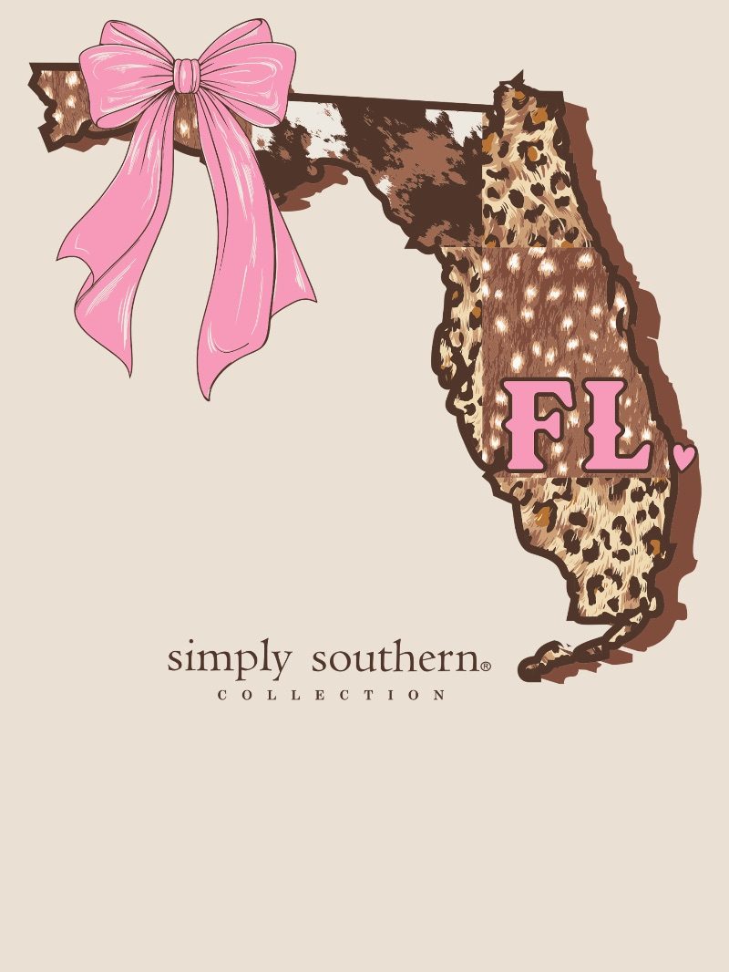Simply Southern Florida Cow Leopard Print Pattern Long Sleeve T-Shirt