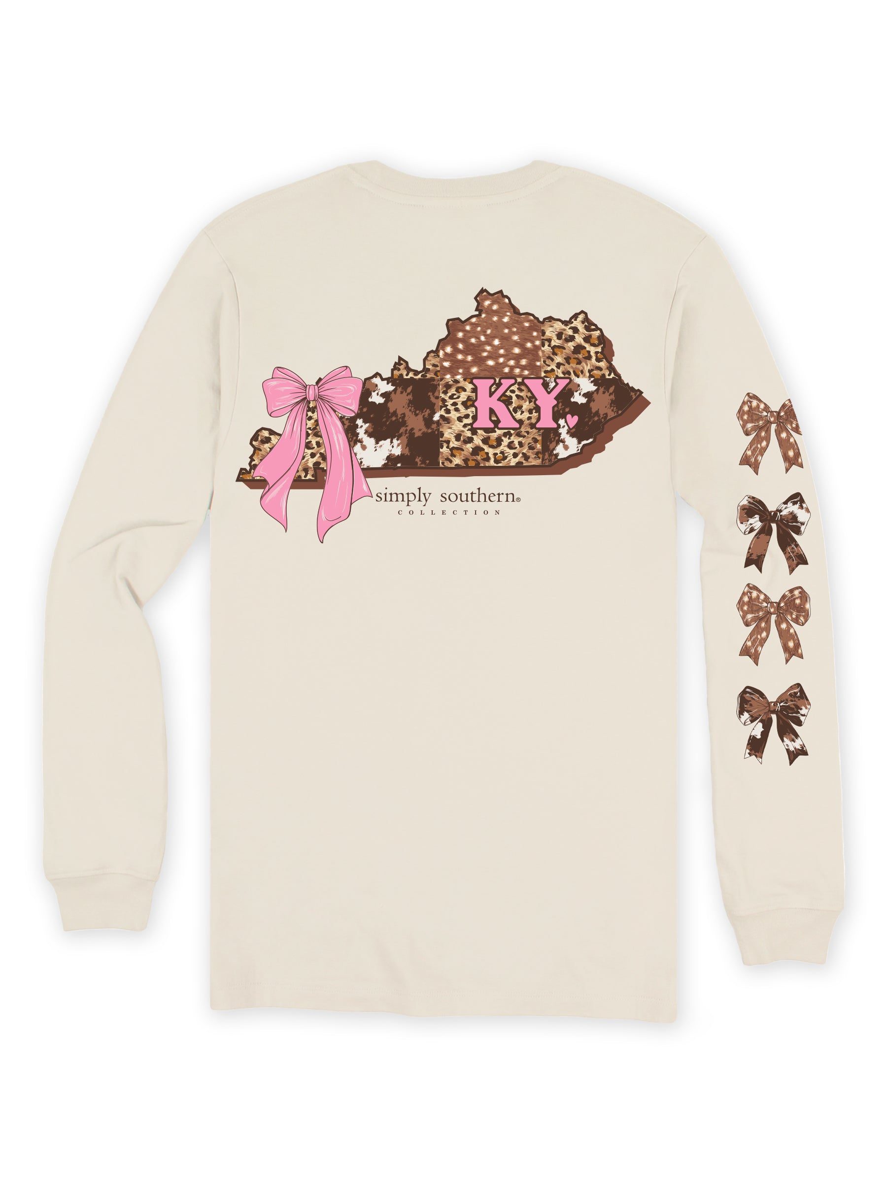 Simply Southern Kentucky Cow Leopard Print Pattern Long Sleeve T-Shirt
