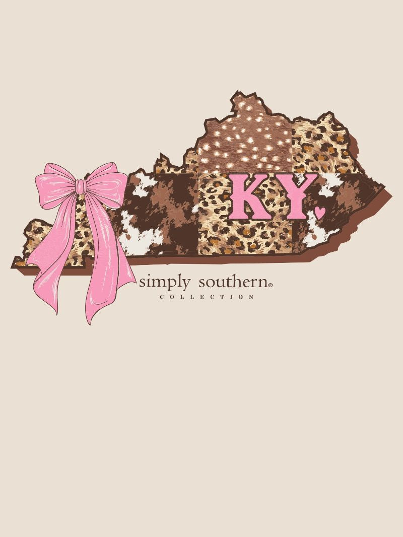 Simply Southern Kentucky Cow Leopard Print Pattern Long Sleeve T-Shirt