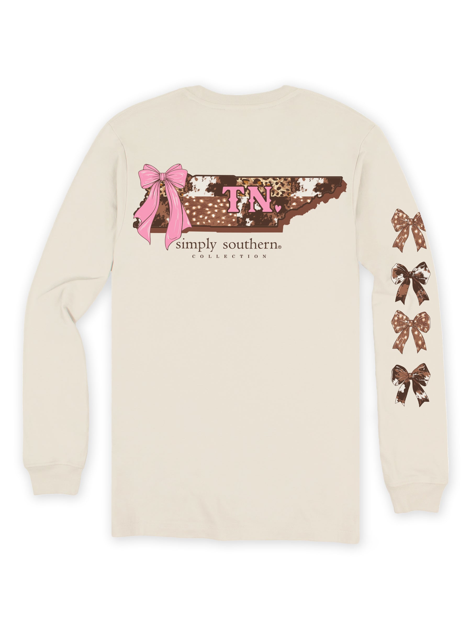 Simply Southern Tennessee Cow Leopard Print Pattern Long Sleeve T-Shirt