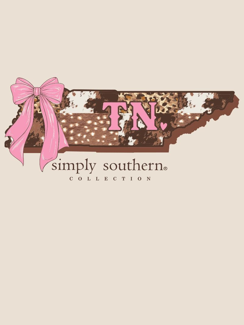 Simply Southern Tennessee Cow Leopard Print Pattern Long Sleeve T-Shirt