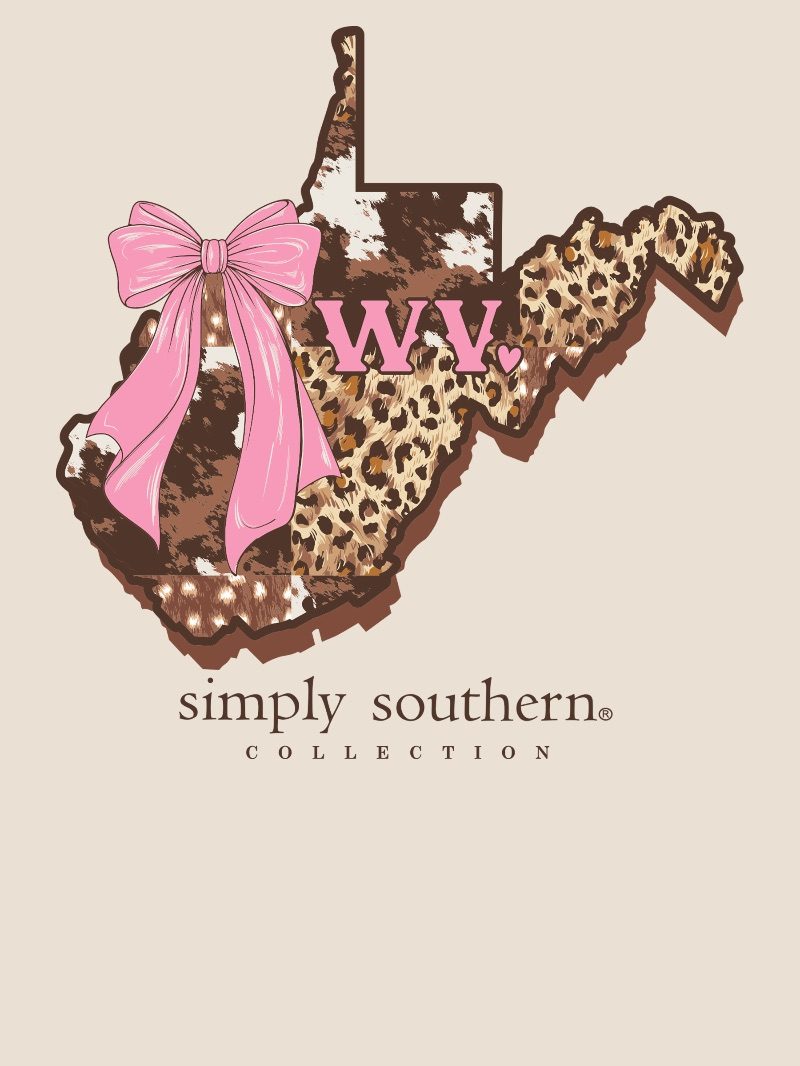 Simply Southern West Virginia Cow Leopard Print Pattern Long Sleeve T-Shirt