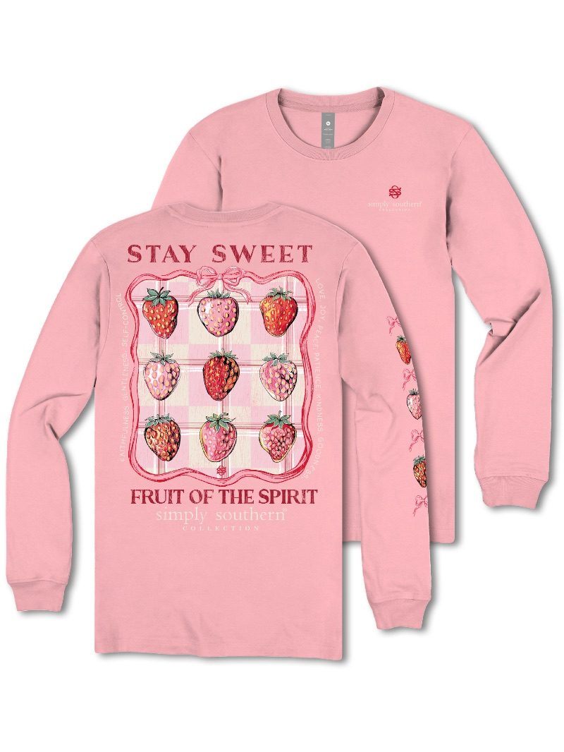 Simply Southern Stay Sweet Strawberry Long Sleeve T-Shirt