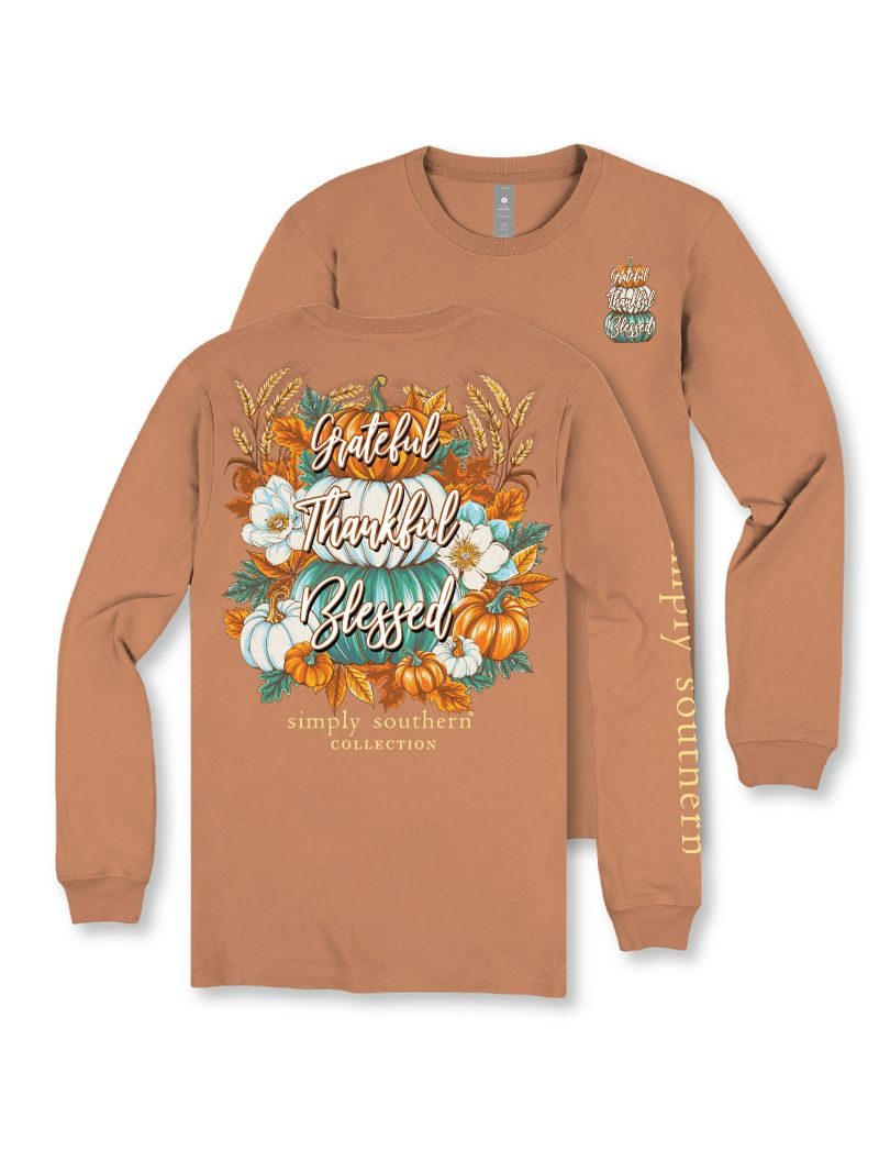 Simply Southern Thankful Pumpkins Fall Long Sleeve T-Shirt