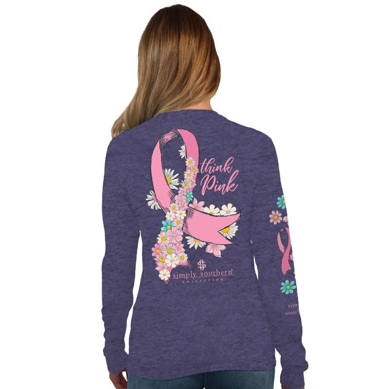 SALE Simply Southern Think Pink Cancer Long Sleeve T-Shirt