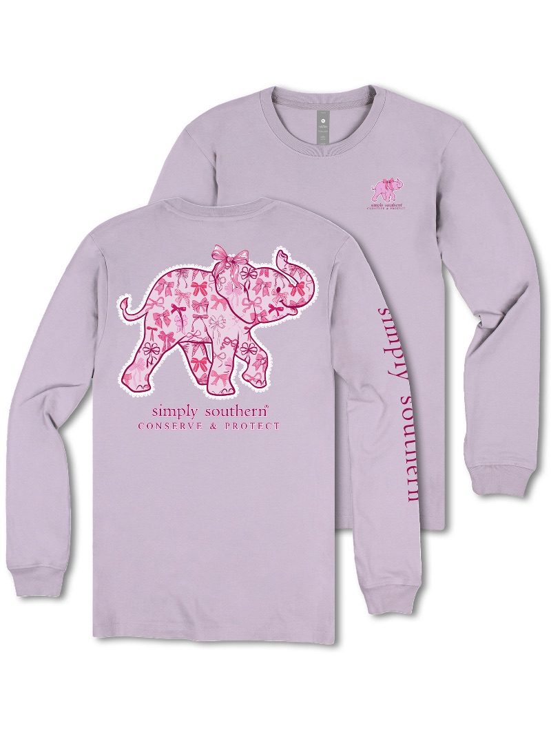 Simply Southern Elephant Tracker Bows Long Sleeve T-Shirt
