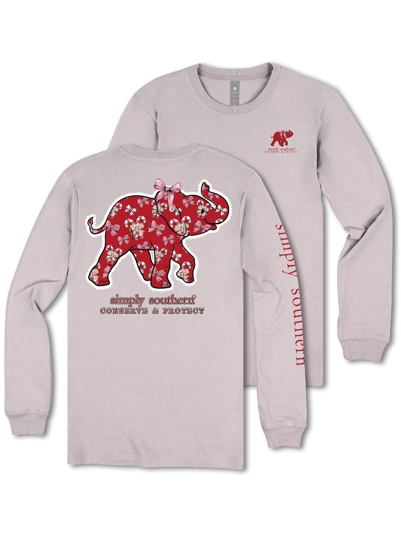 Simply Southern Elephant Tracker Candy Holiday Long Sleeve T-Shirt