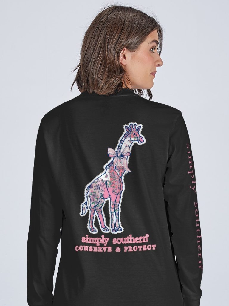 Simply Southern Giraffe Tracker Flowers Long Sleeve T-Shirt