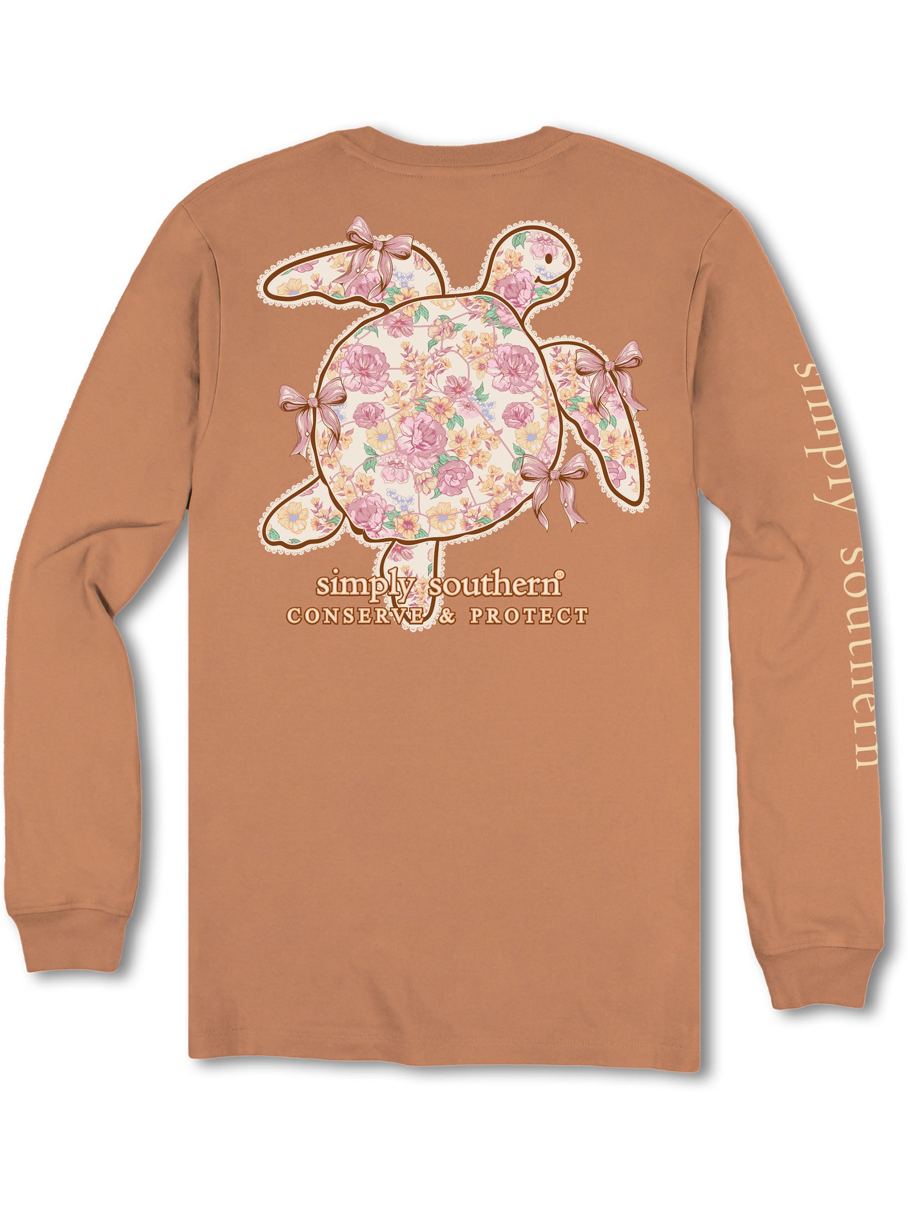 Simply Southern Turtle Tracker Flowers Long Sleeve T-Shirt