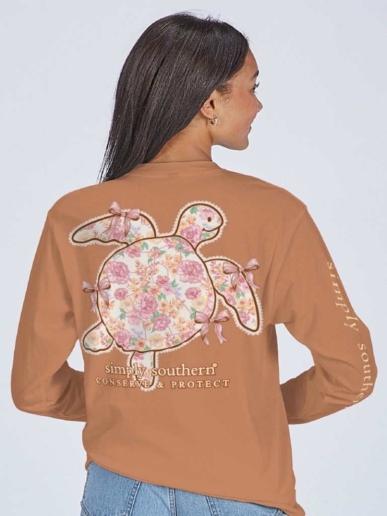 Simply Southern Turtle Tracker Flowers Long Sleeve T-Shirt