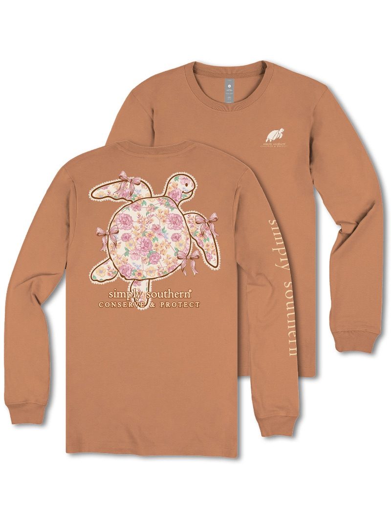 Simply Southern Turtle Tracker Flowers Long Sleeve T-Shirt