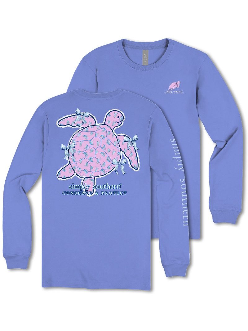 Simply Southern Turtle Tracker Tiny Flowers Long Sleeve T-Shirt