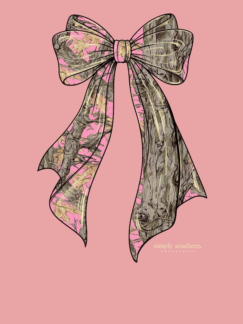 Simply Southern Pink Tree Camo Bow Long Sleeve T-Shirt