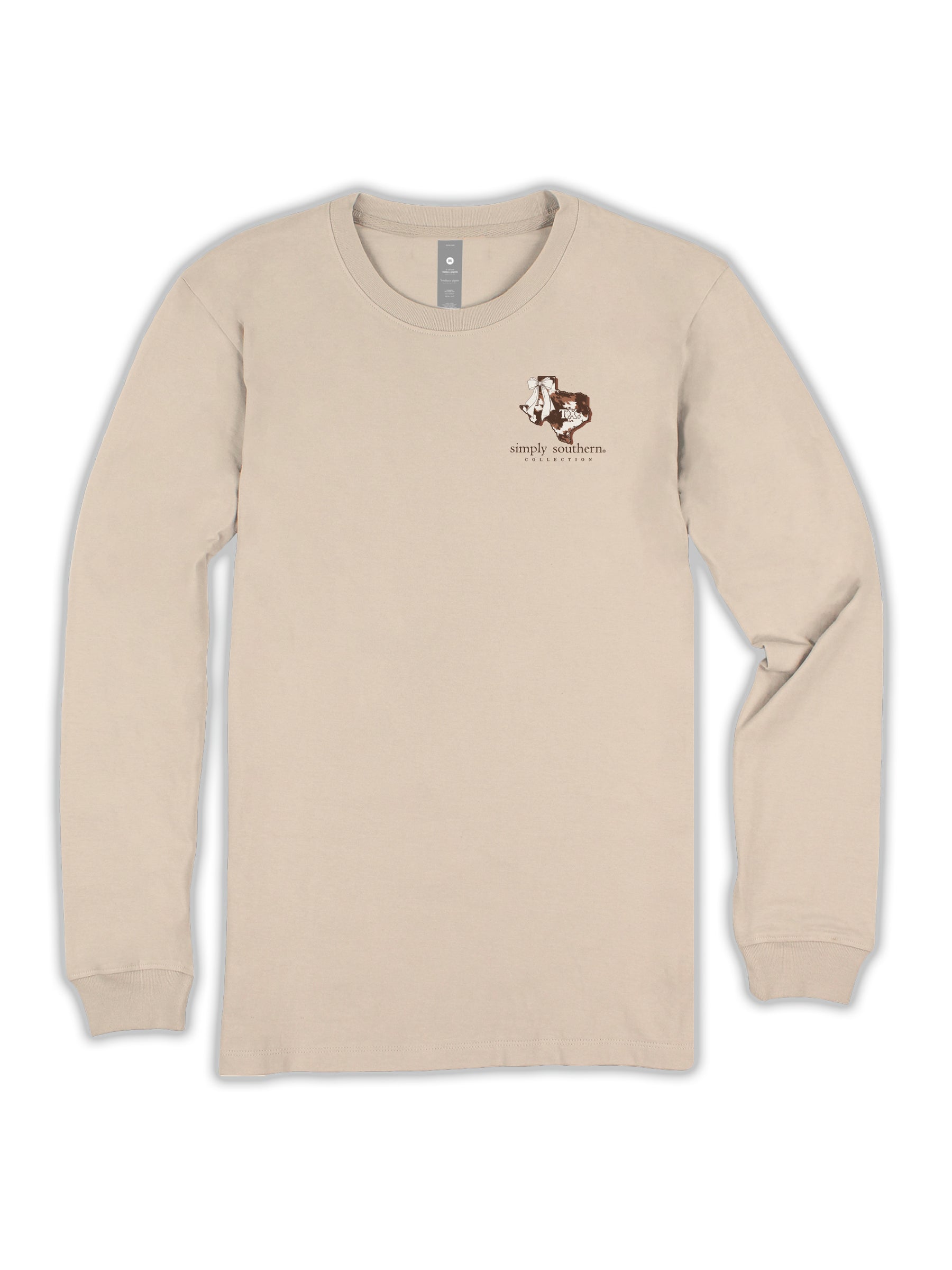 Simply Southern Texas Cow Leopard Print Pattern Long Sleeve T-Shirt