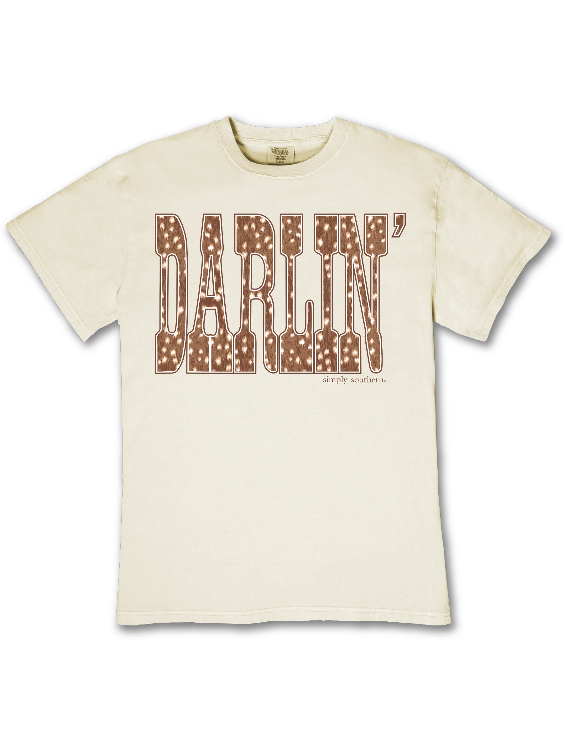 Simply Southern Cow Print Darlin Mineral Washed Bone T-Shirt