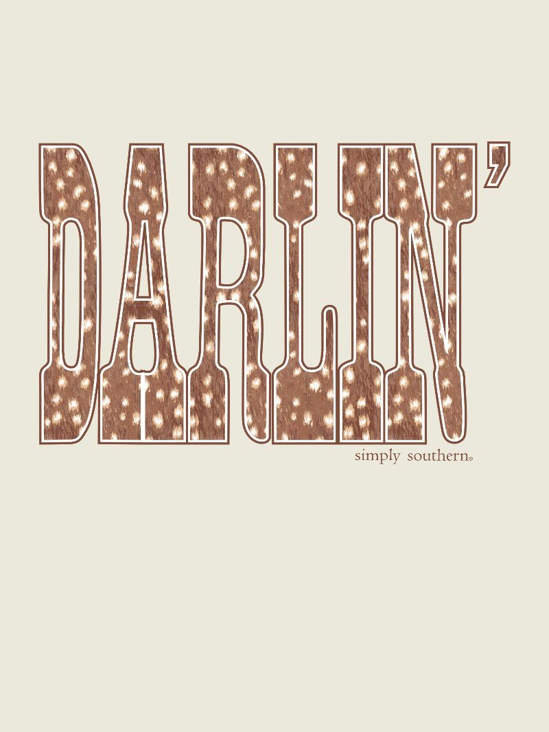 Simply Southern Cow Print Darlin Mineral Washed Bone T-Shirt