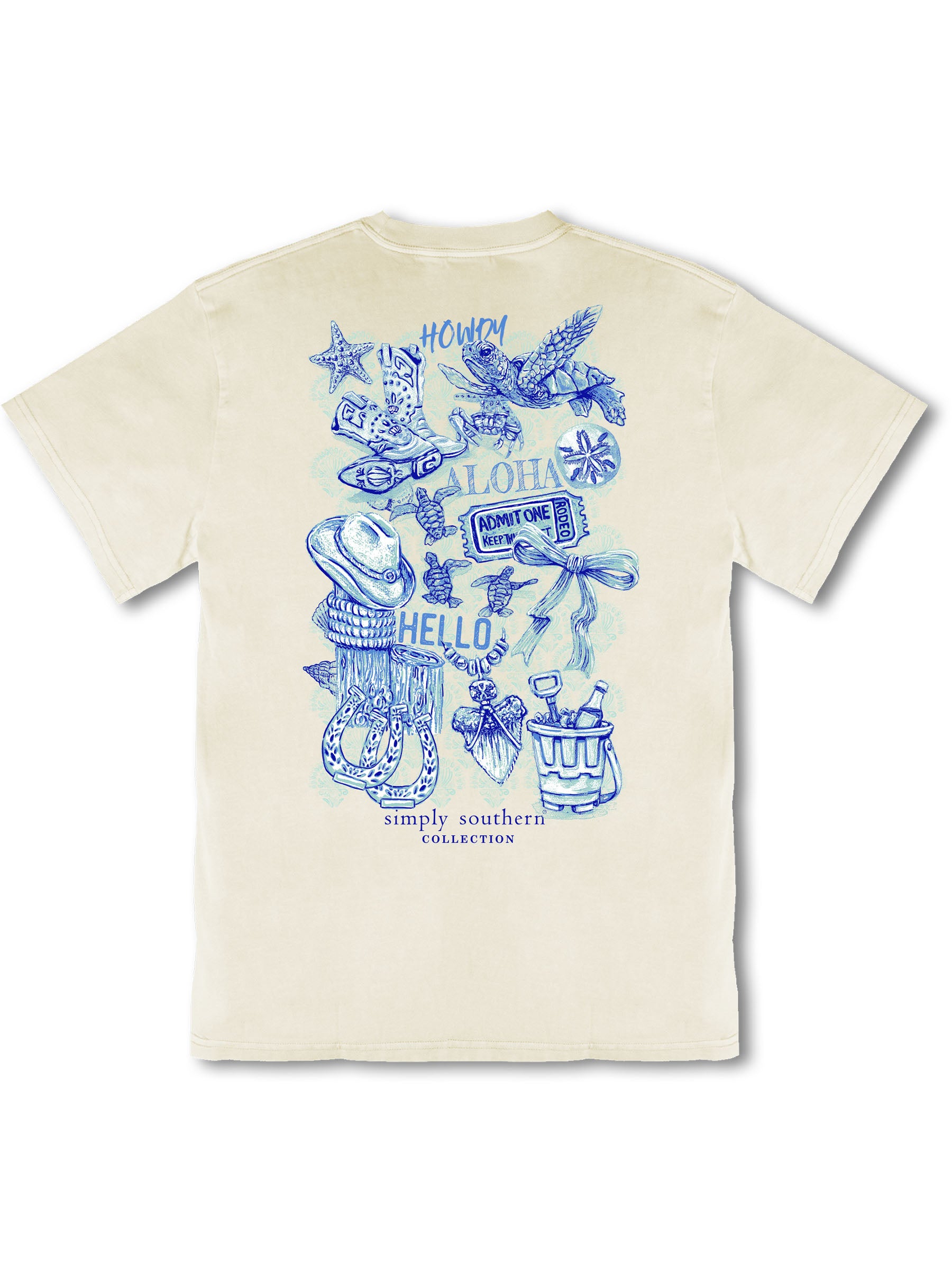 Simply Southern Howdy Aloha Mineral Washed Bone T-Shirt