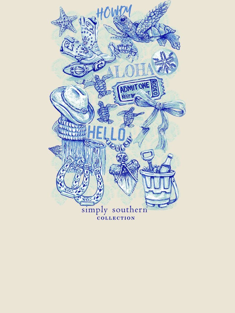 Simply Southern Howdy Aloha Mineral Washed Bone T-Shirt