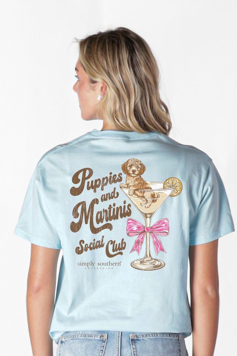 Simply Southern Puppies And Martinis Mineral Washed T-Shirt