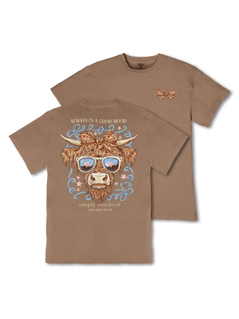 Simply Southern Good Mood Cow Mineral Washed T-Shirt - SimplyCuteTees