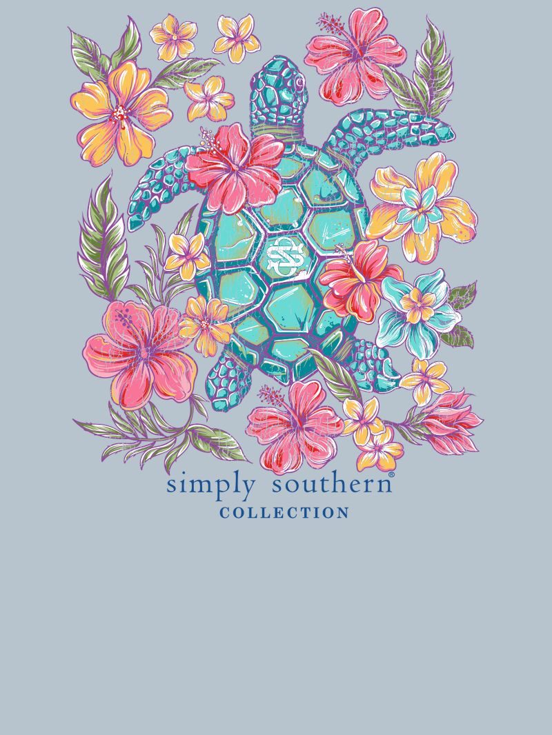 Simply Southern Flower Turtle Mineral Washed Ashen T-Shirt