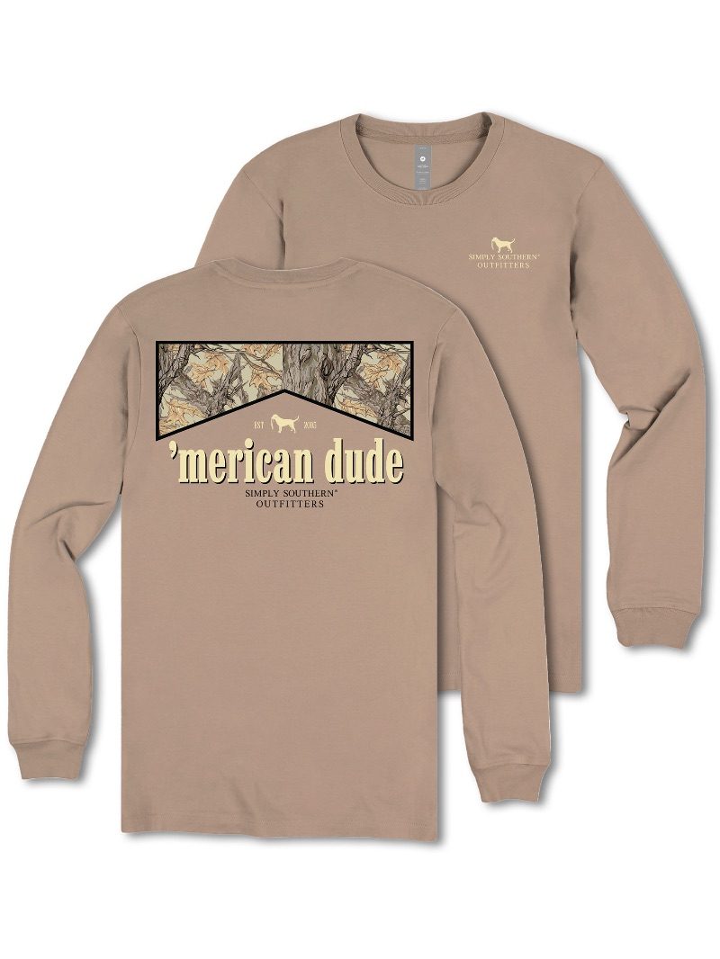 Simply Southern Merican Dude Camo Logo Long Sleeve Unisex T-Shirt